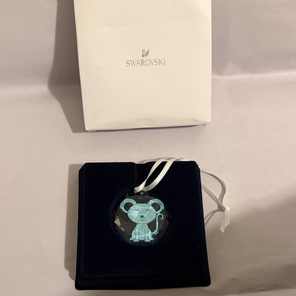 Swarovski Blue Crystal rat Ornament